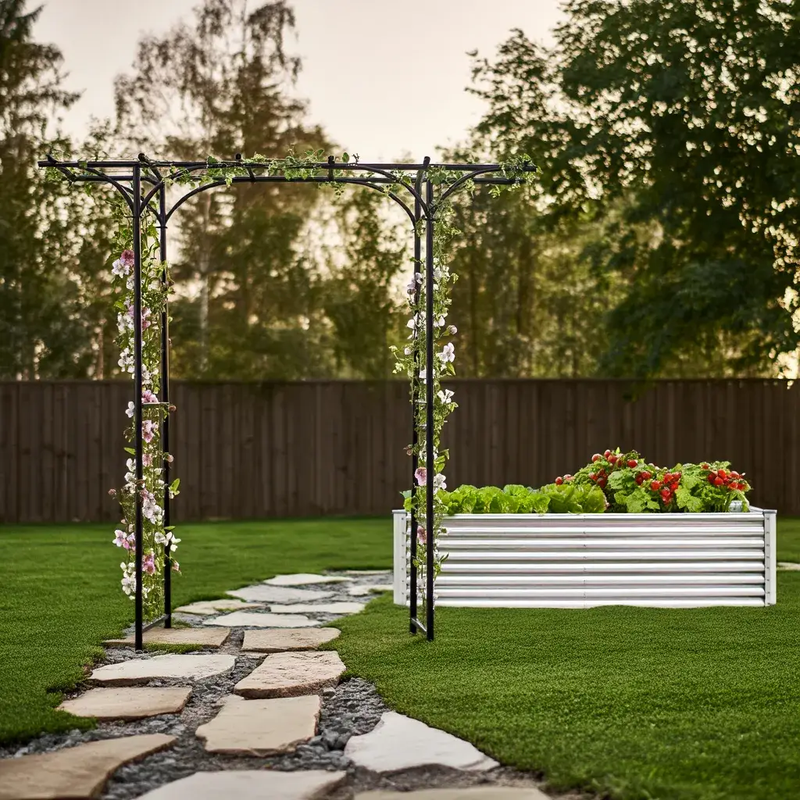 Grow and Flourish: All-in-One Garden Arbor and Raised Bed Bundle by DirectDeals