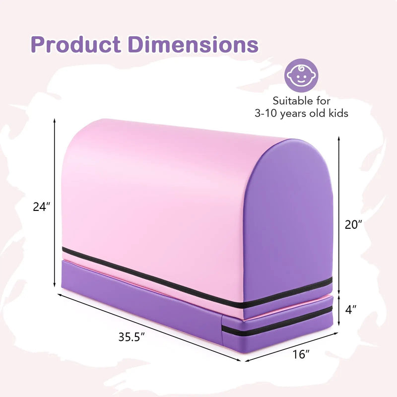 Gymnastics Vaulting Box with Detachable Mat Carrying Handle for Kids by DirectDeals