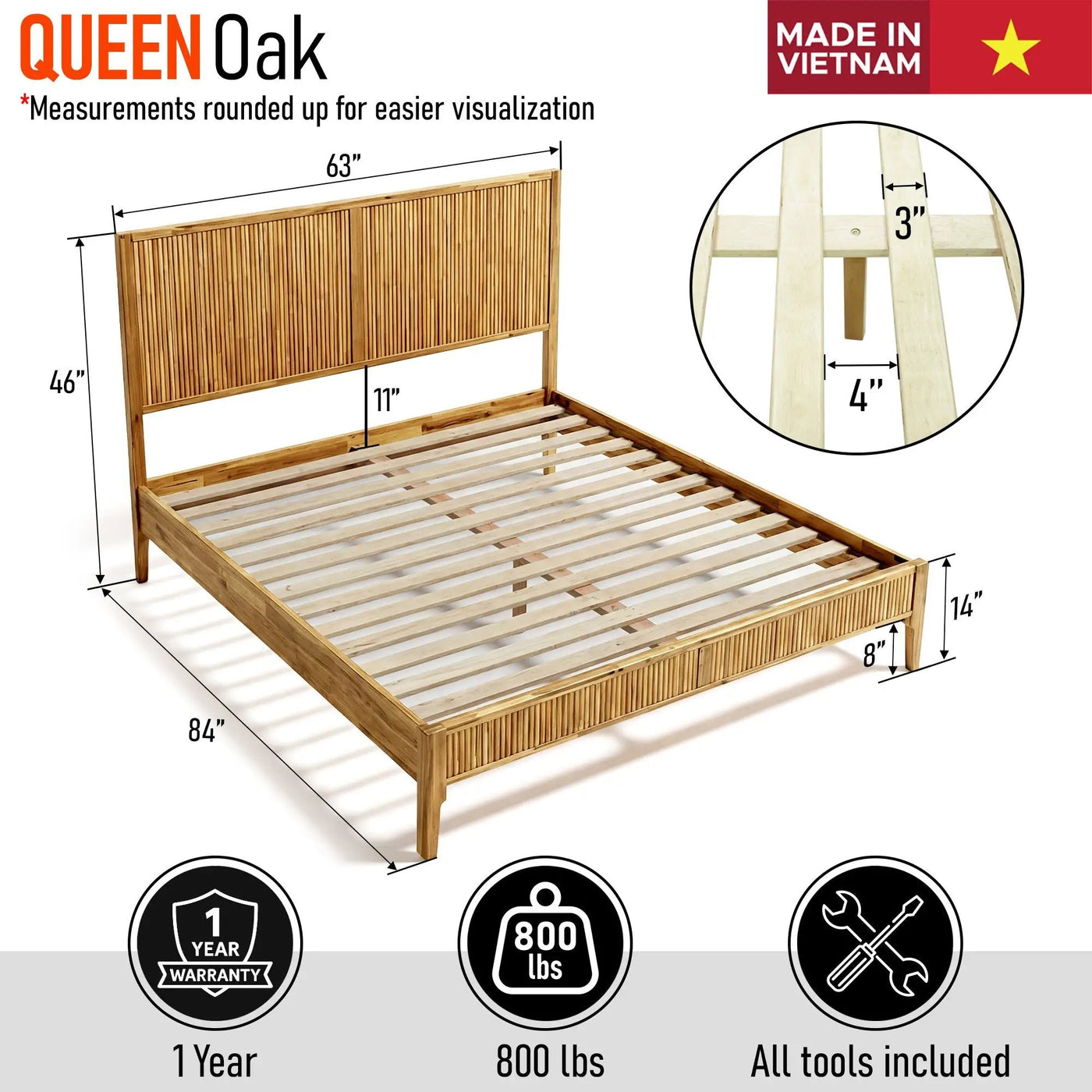 Bosk Solid Wood Bed Frame by Megsu