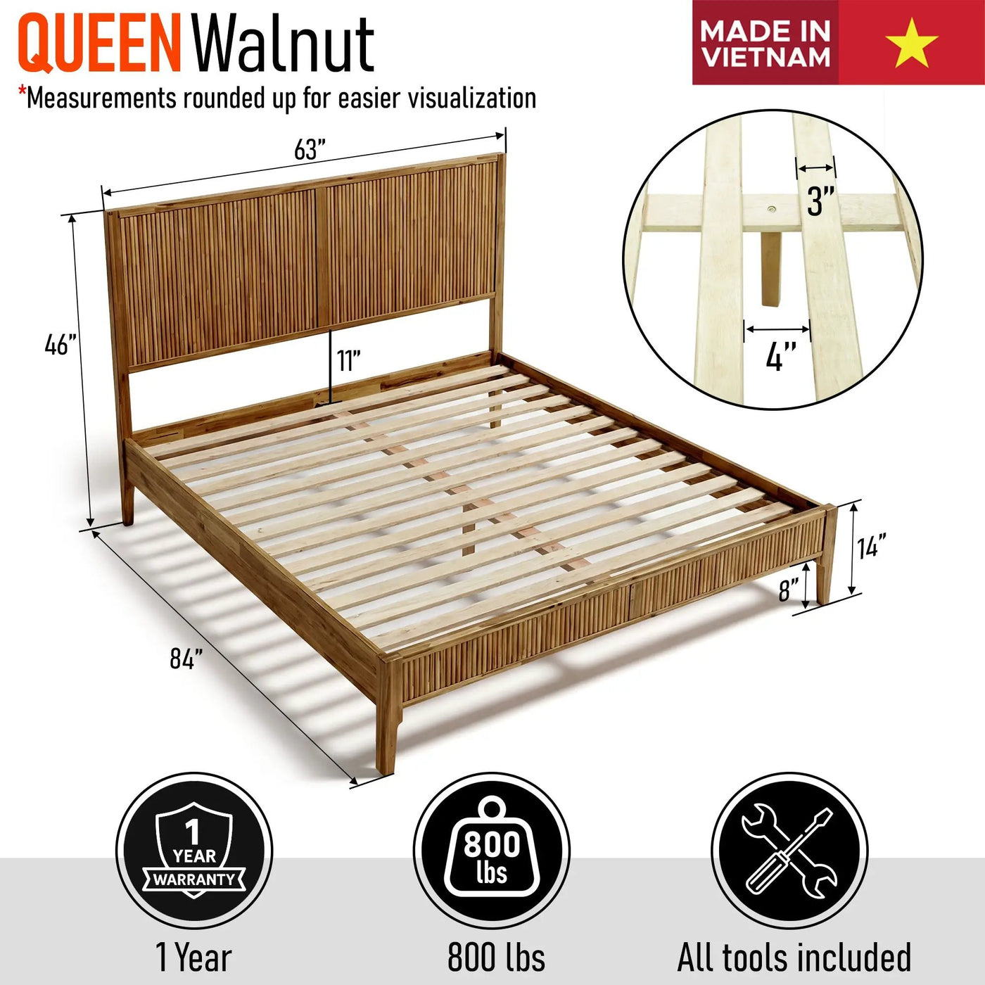 Bosk Solid Wood Bed Frame by Megsu