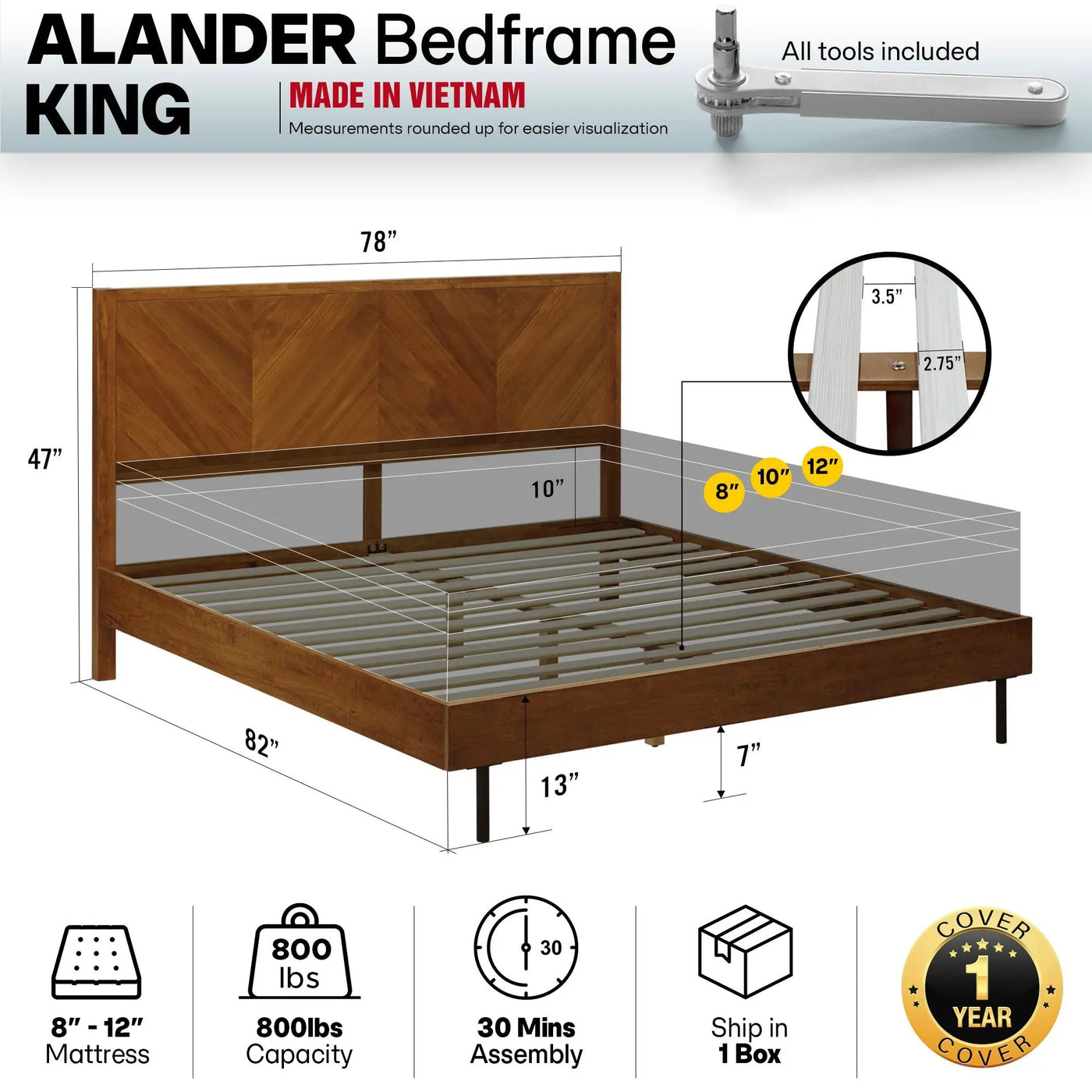 Alander Solid Wood Bed Frame by Megsu