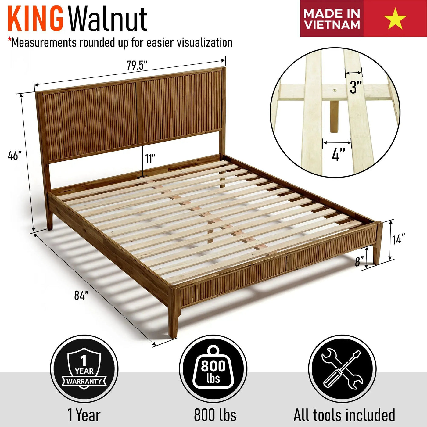 Bosk Solid Wood Bed Frame by Megsu