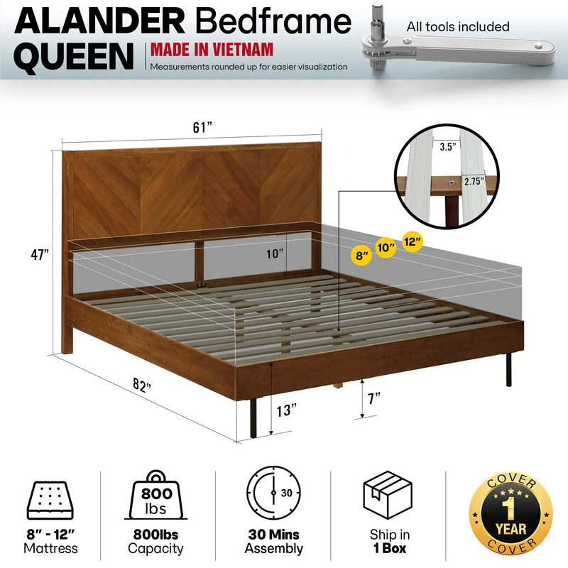 Alander Solid Wood Bed Frame by Megsu