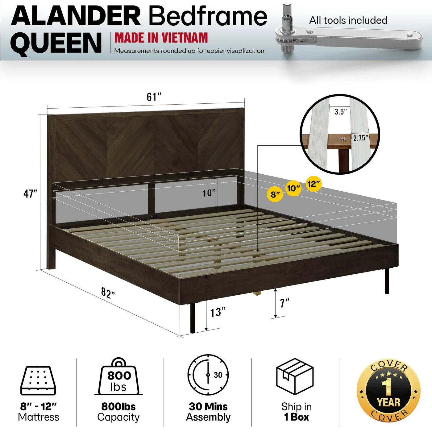Alander Solid Wood Bed Frame by Megsu
