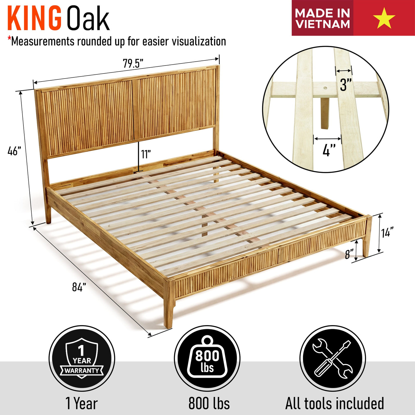 Bosk Solid Wood Bed Frame by Megsu