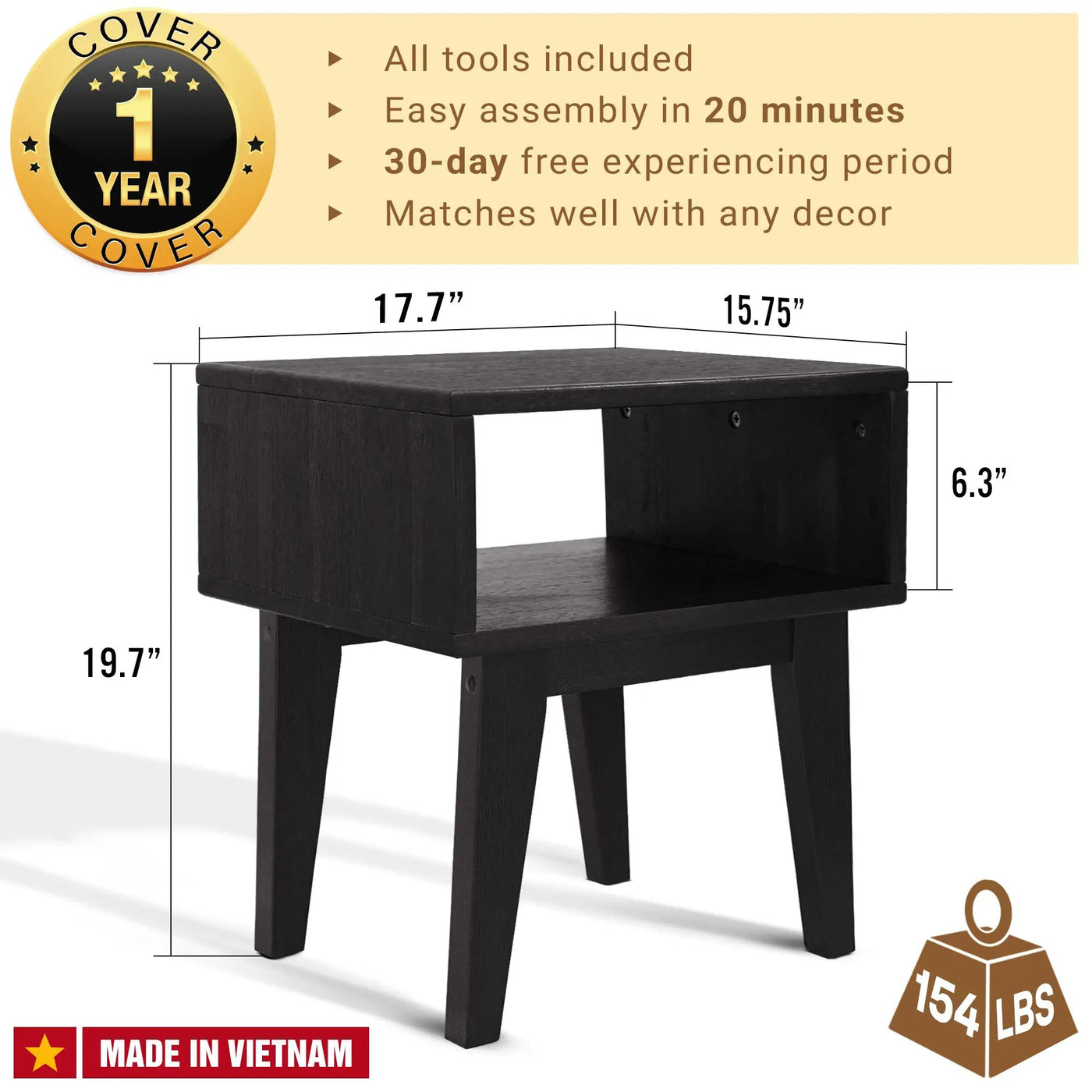 Serena Solid Wood Nightstand by Megsu