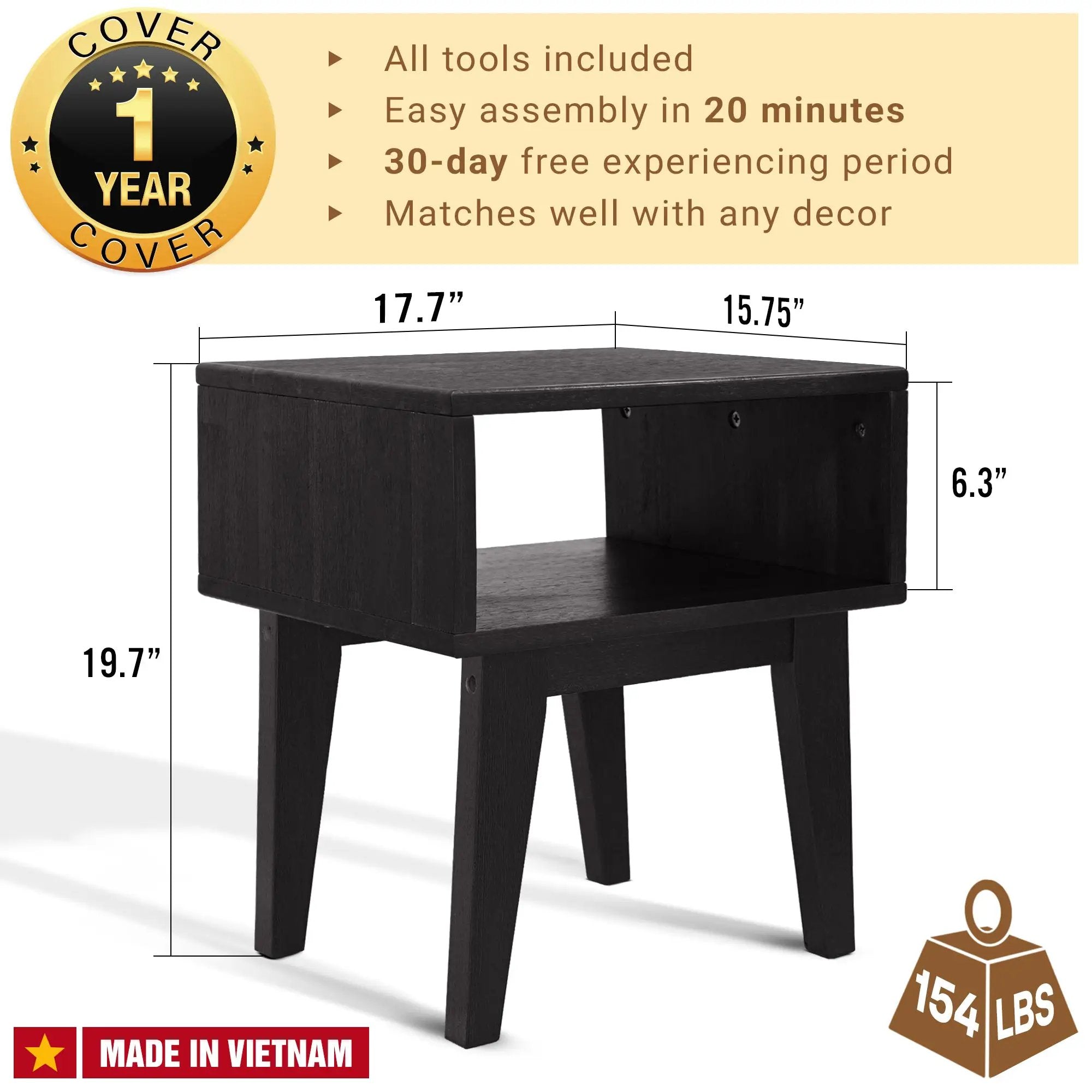 Serena Solid Wood Nightstand by Megsu