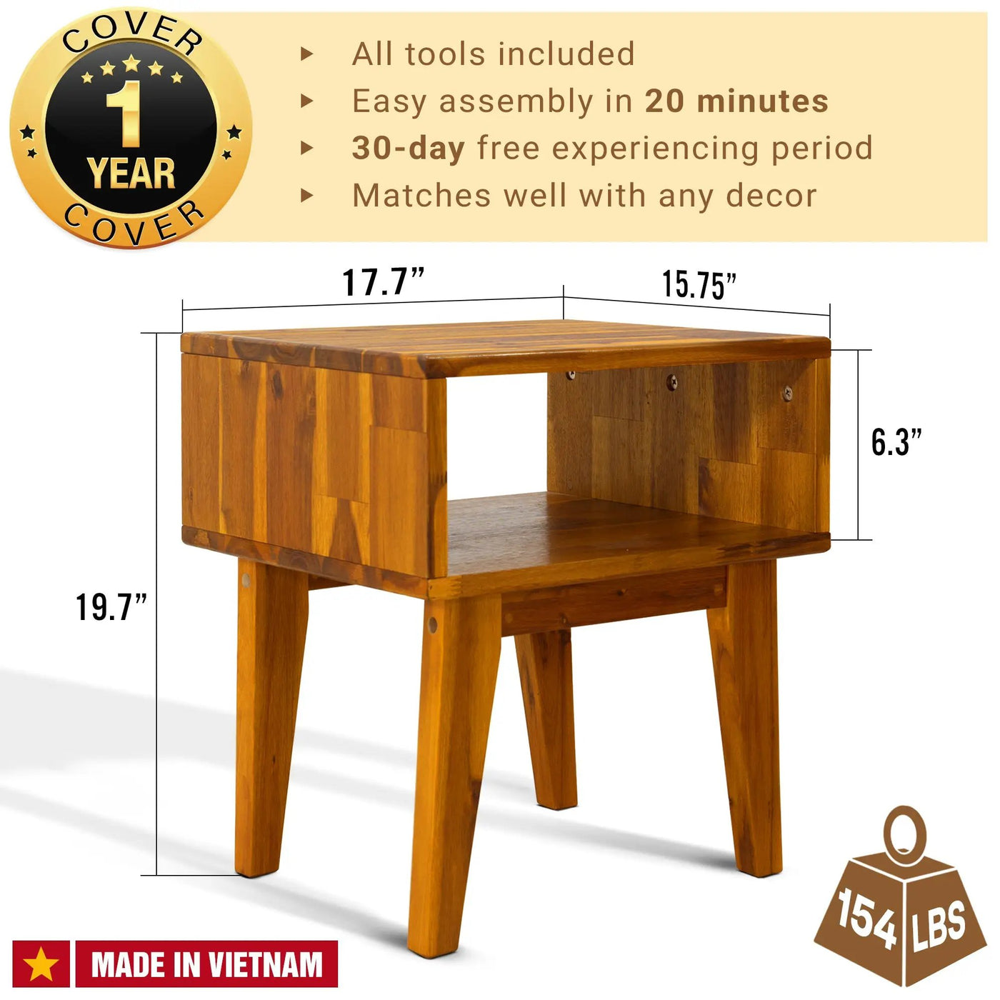 Serena Solid Wood Nightstand by Megsu