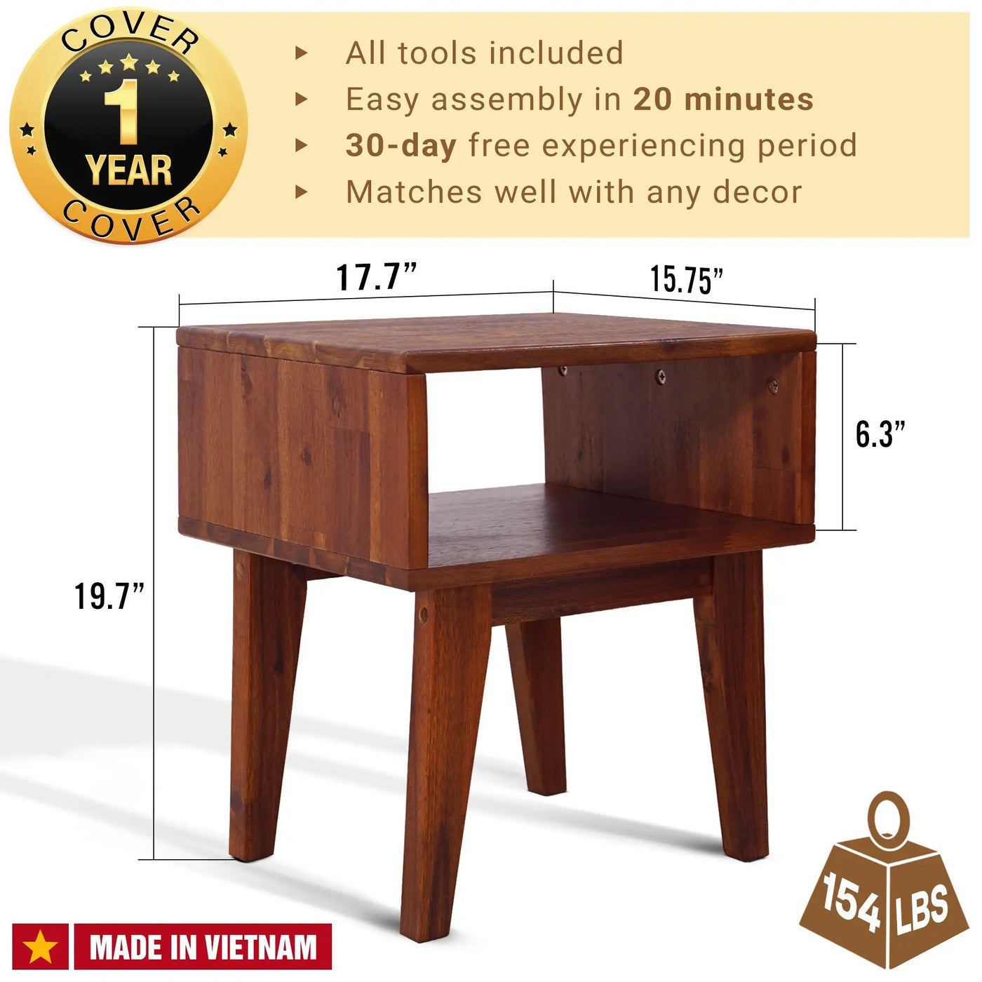 Serena Solid Wood Nightstand by Megsu
