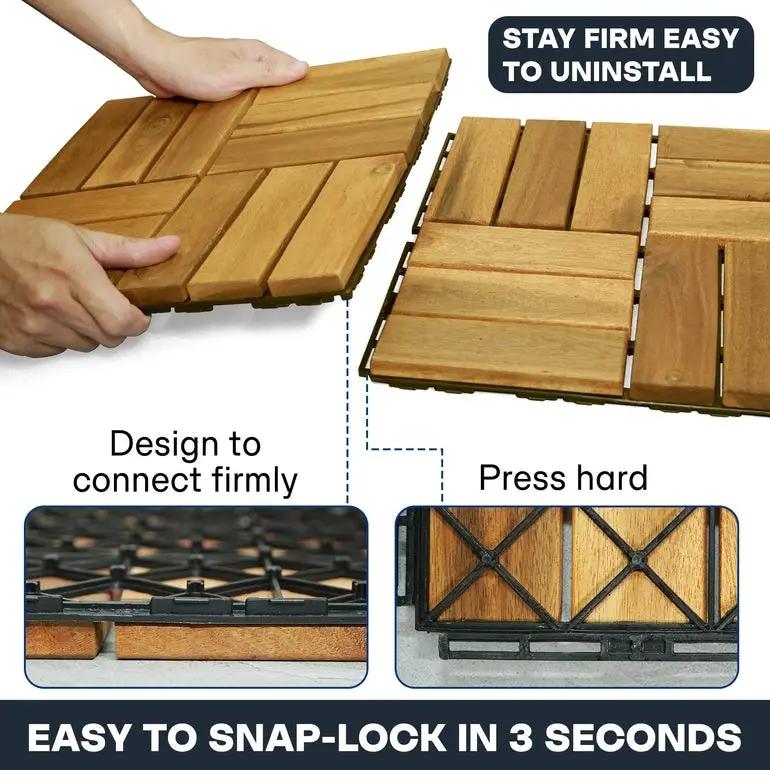 Solid Wood Deck Tiles Set 10 by Megsu
