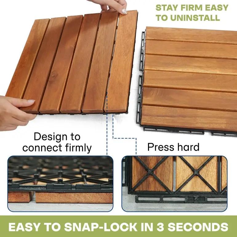 Solid Wood Deck Tiles 6 Slat Set 9 by Megsu