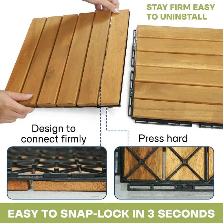 Solid Wood Deck Tiles 6 Slat Set 9 by Megsu