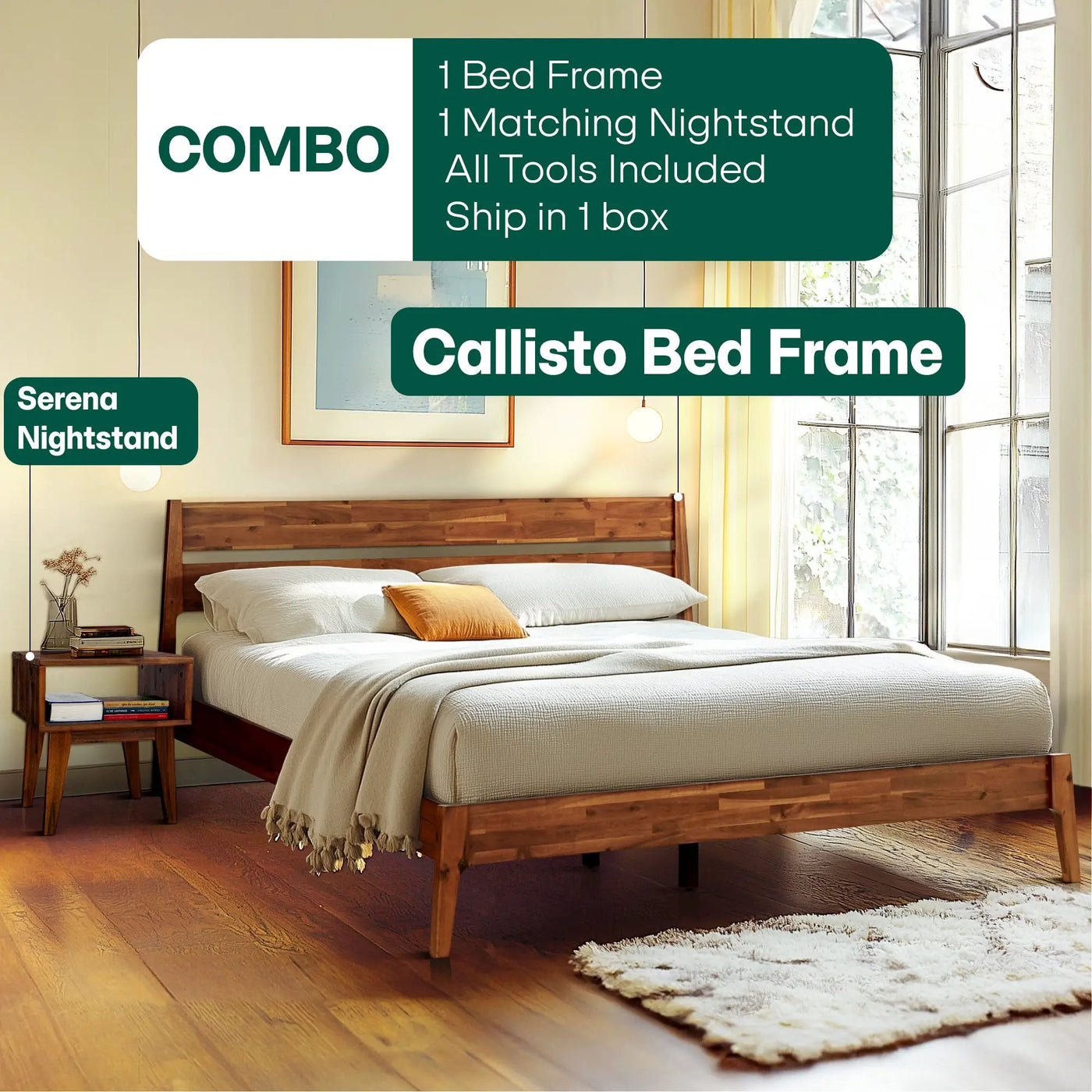 Callisto Solid Wood Bed Frame by Megsu