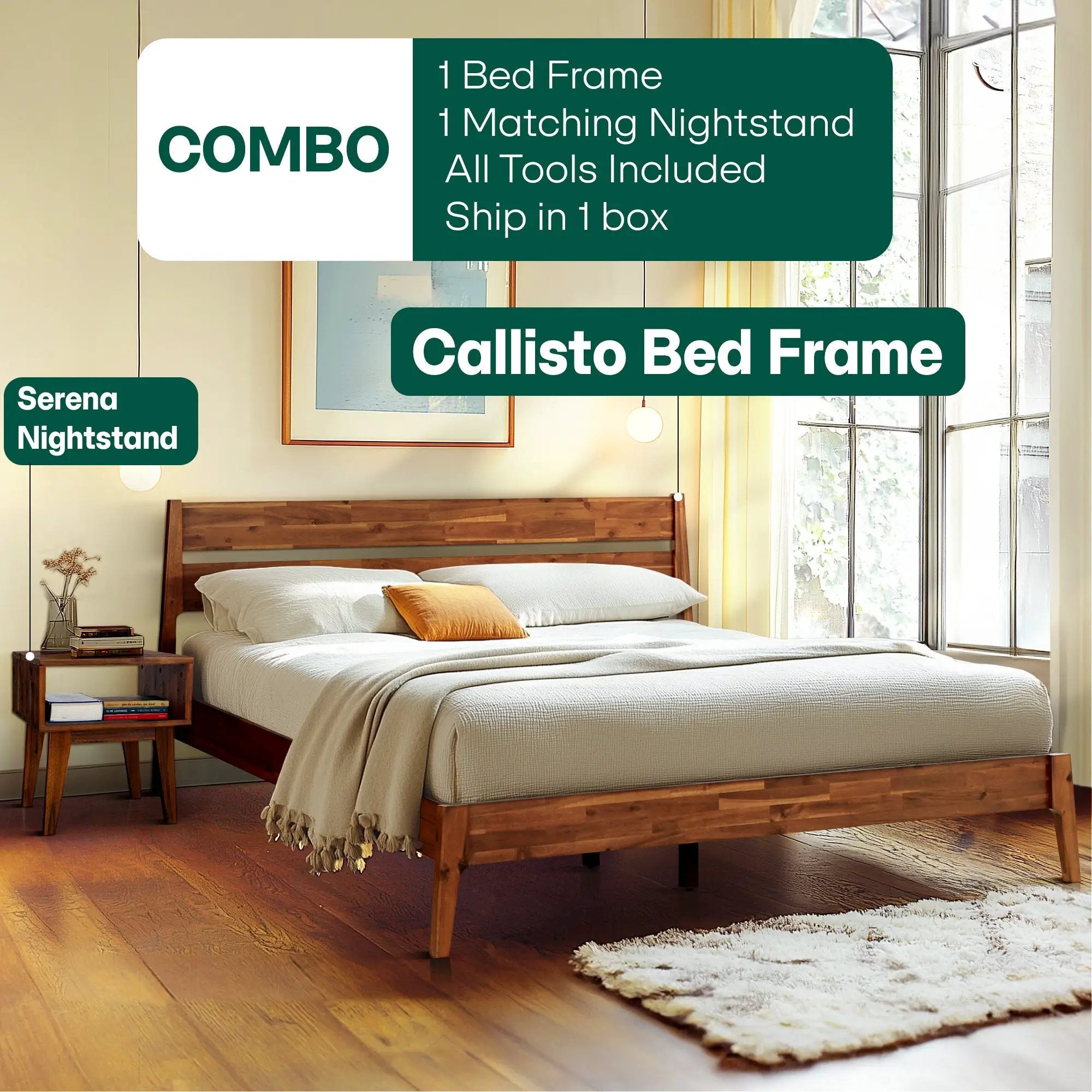 Callisto Solid Wood Bed Frame by Megsu