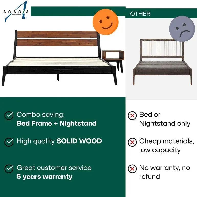 [Buy 1 Get 1] Callisto Solid Wood Bed Frame and Nightstand by Megsu