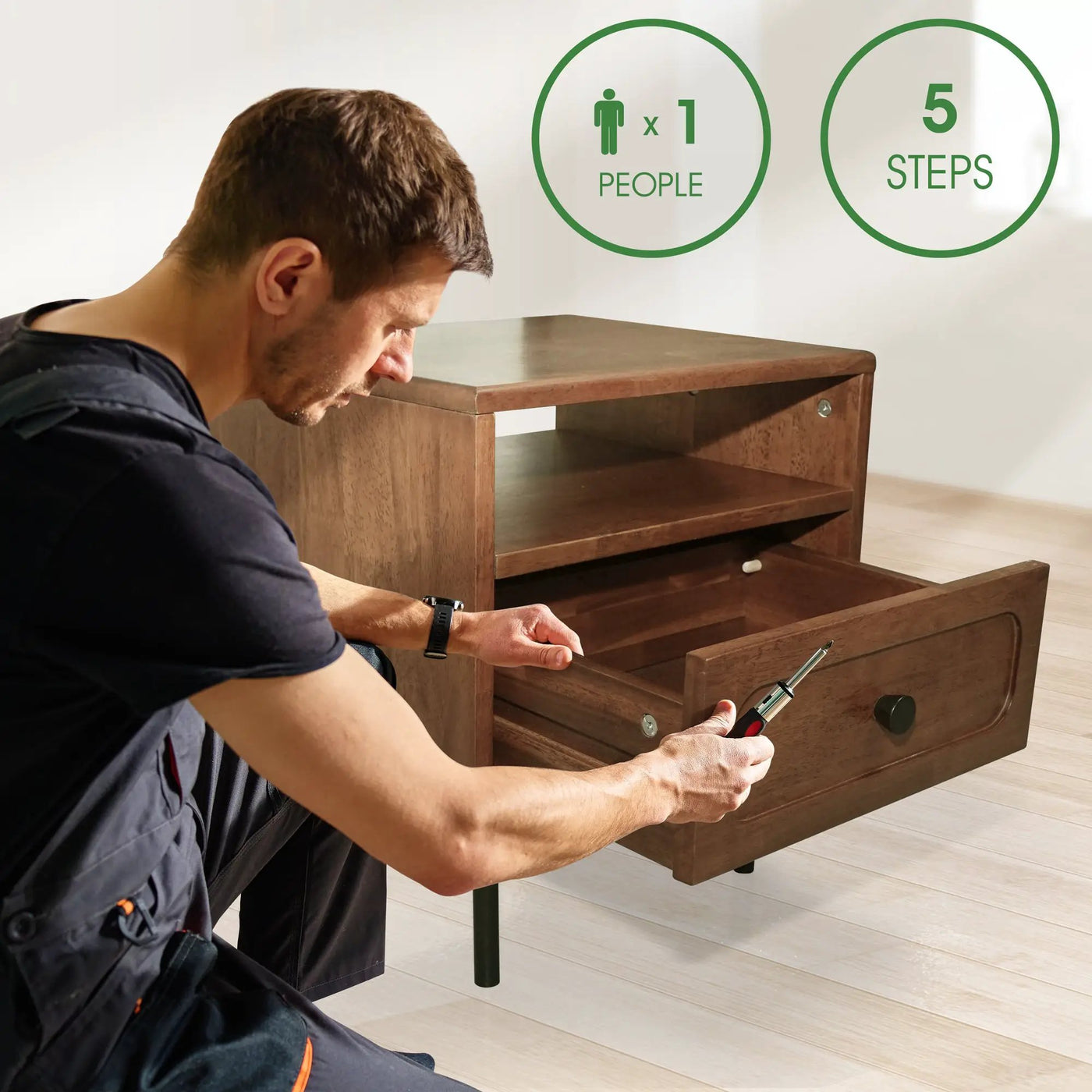 Savana Solid Wood Single-Drawer Nightstand by Megsu