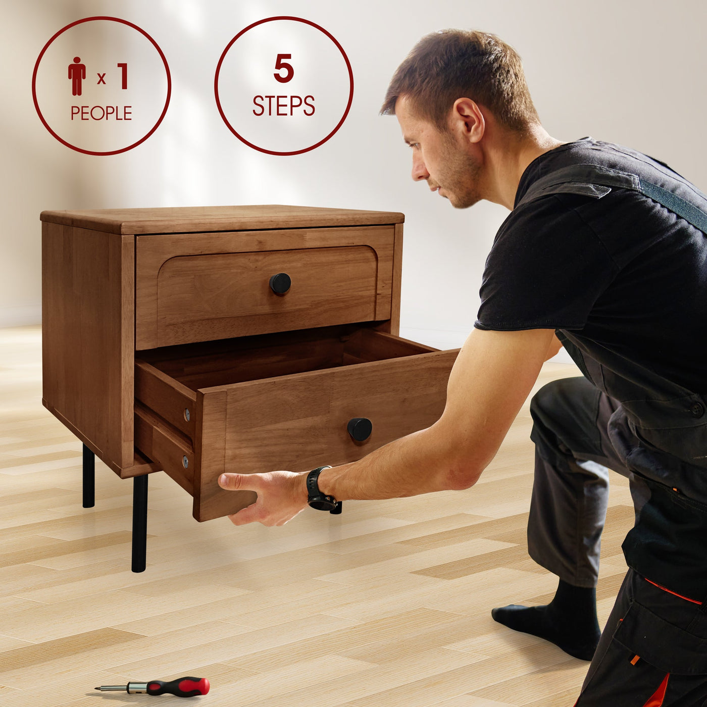 Savana Solid Wood 2-Drawer Nightstand by Megsu