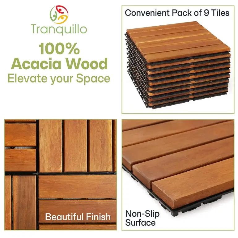 Solid Wood Deck Tiles 6 Slat Set 9 by Megsu