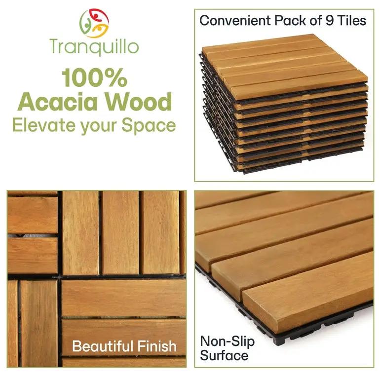 Solid Wood Deck Tiles 6 Slat Set 9 by Megsu