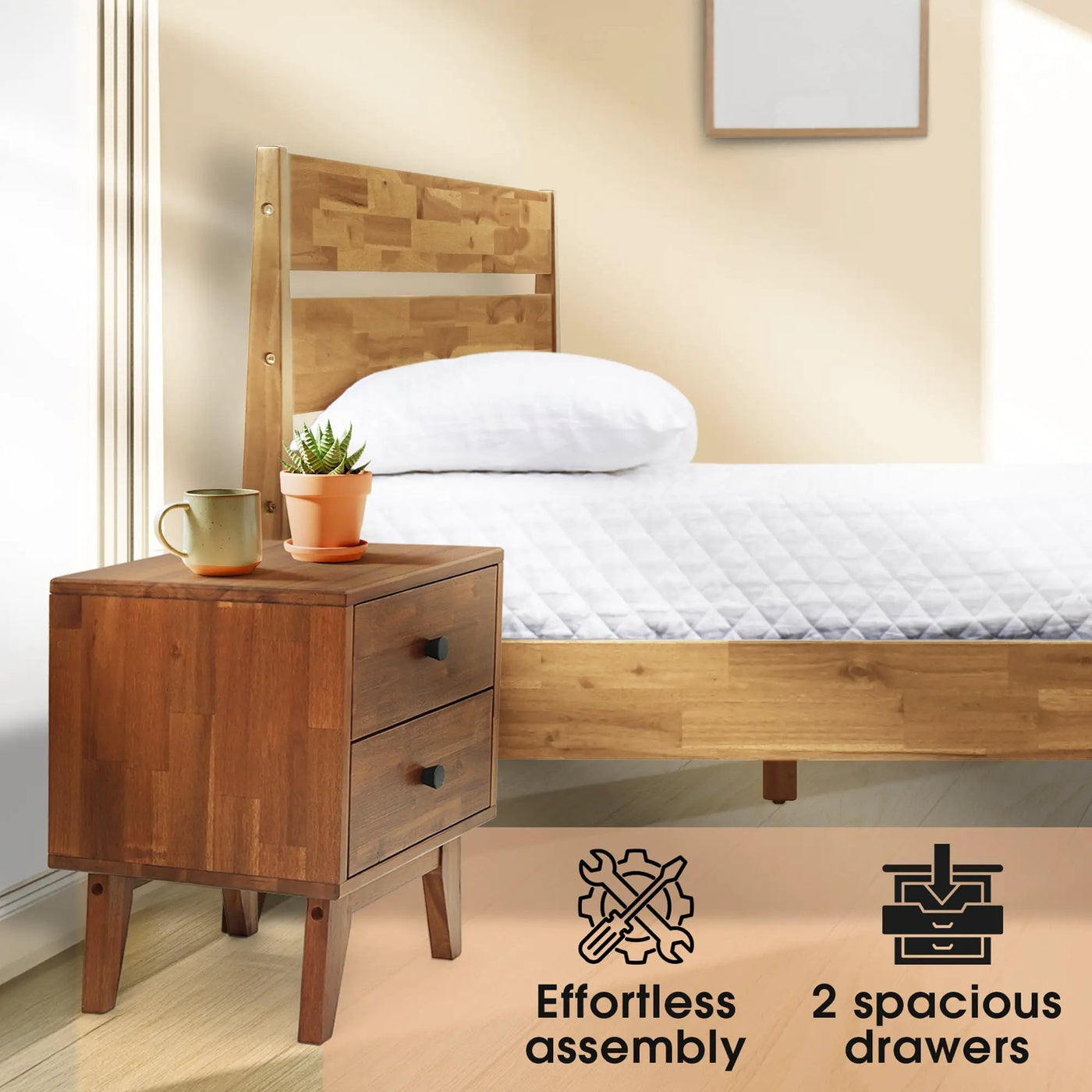 Silvia Solid Wood Nightstand by Megsu