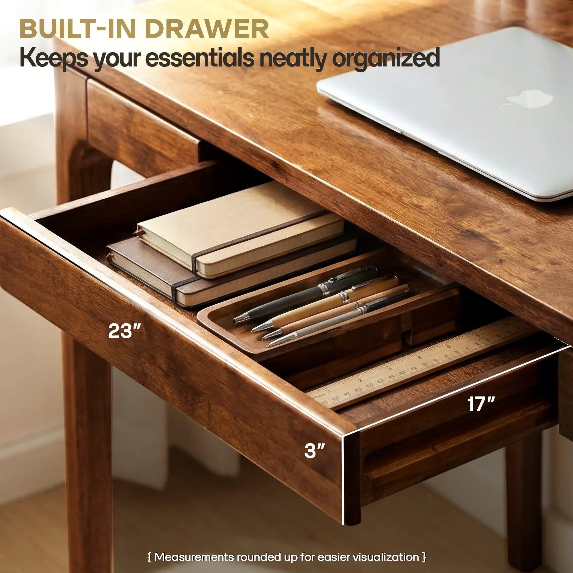 Wilma 48 Inches Rubber Wood Desk by Megsu