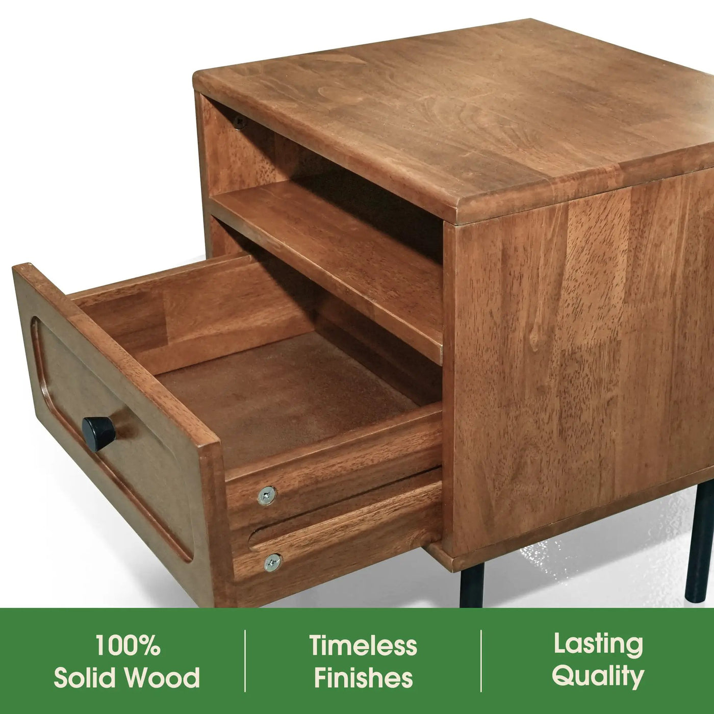 Savana Solid Wood Single-Drawer Nightstand by Megsu