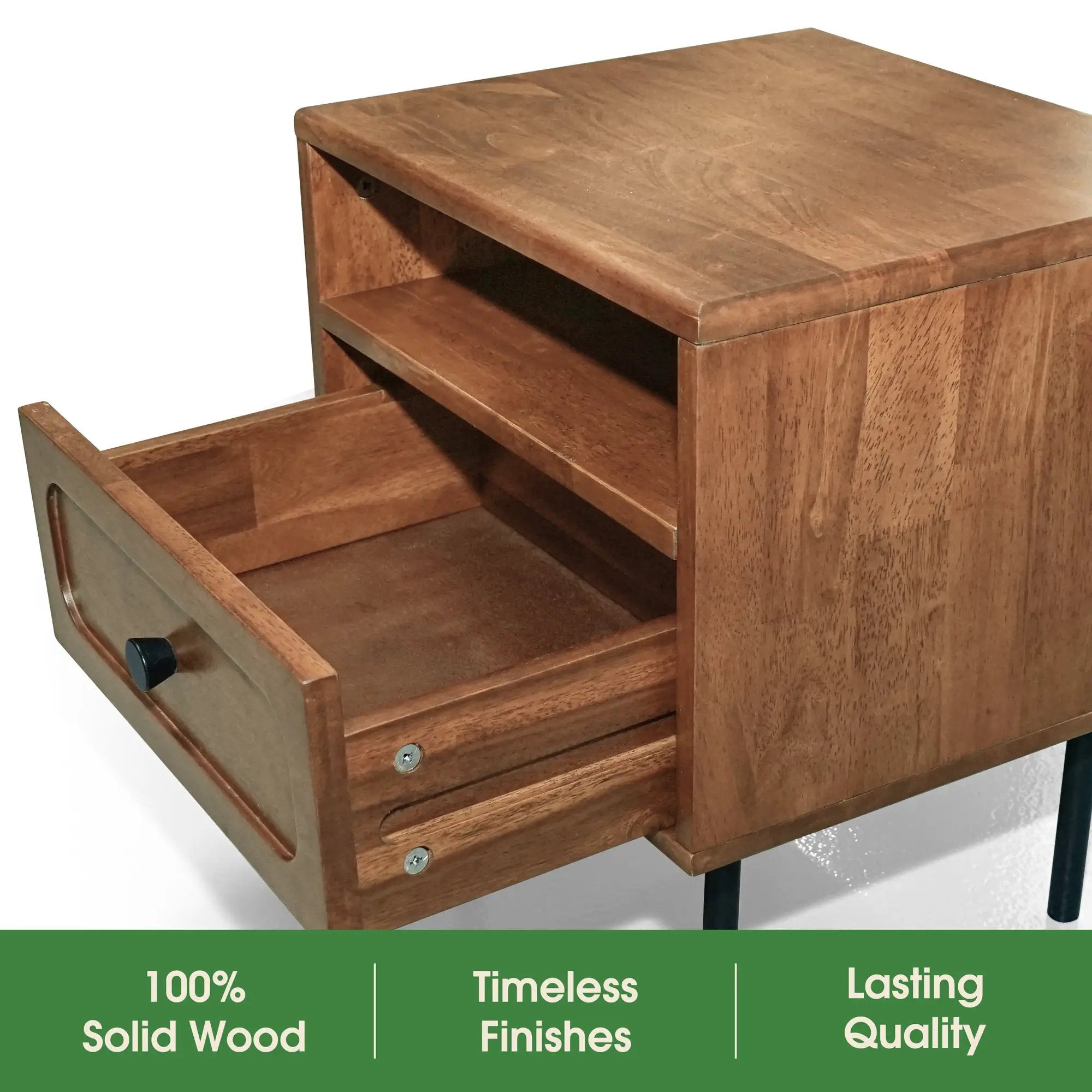 Savana Solid Wood Single-Drawer Nightstand by Megsu