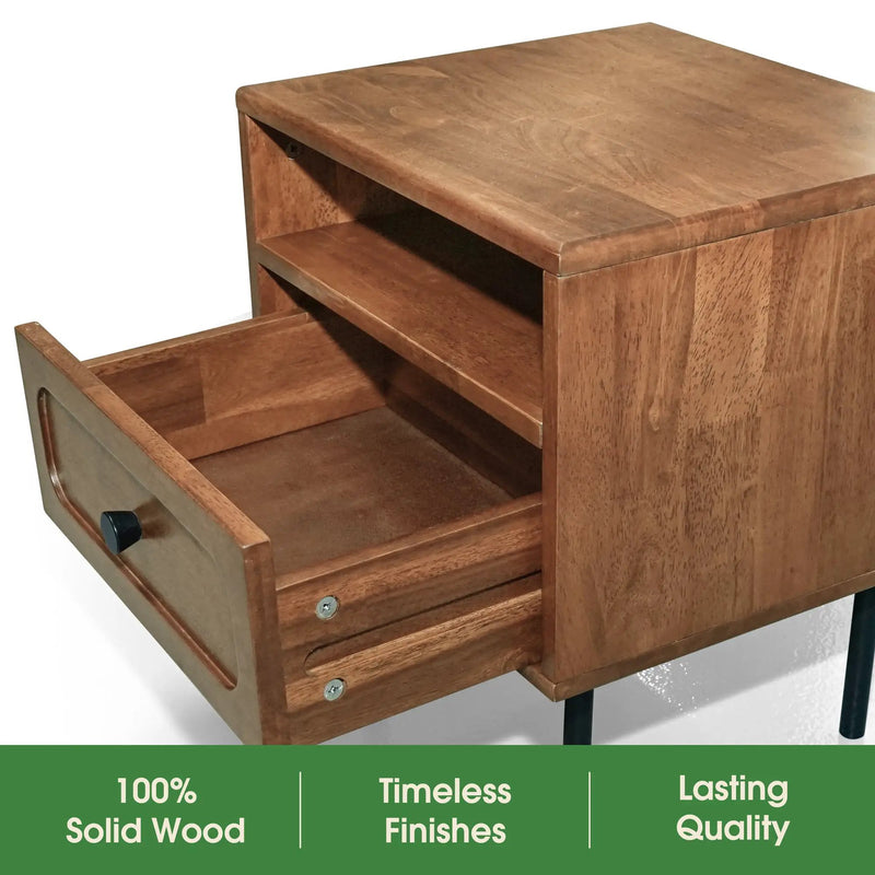 Savana Solid Wood Single-Drawer Nightstand by Megsu