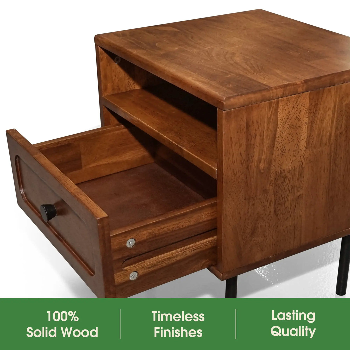 Savana Solid Wood Single-Drawer Nightstand by Megsu