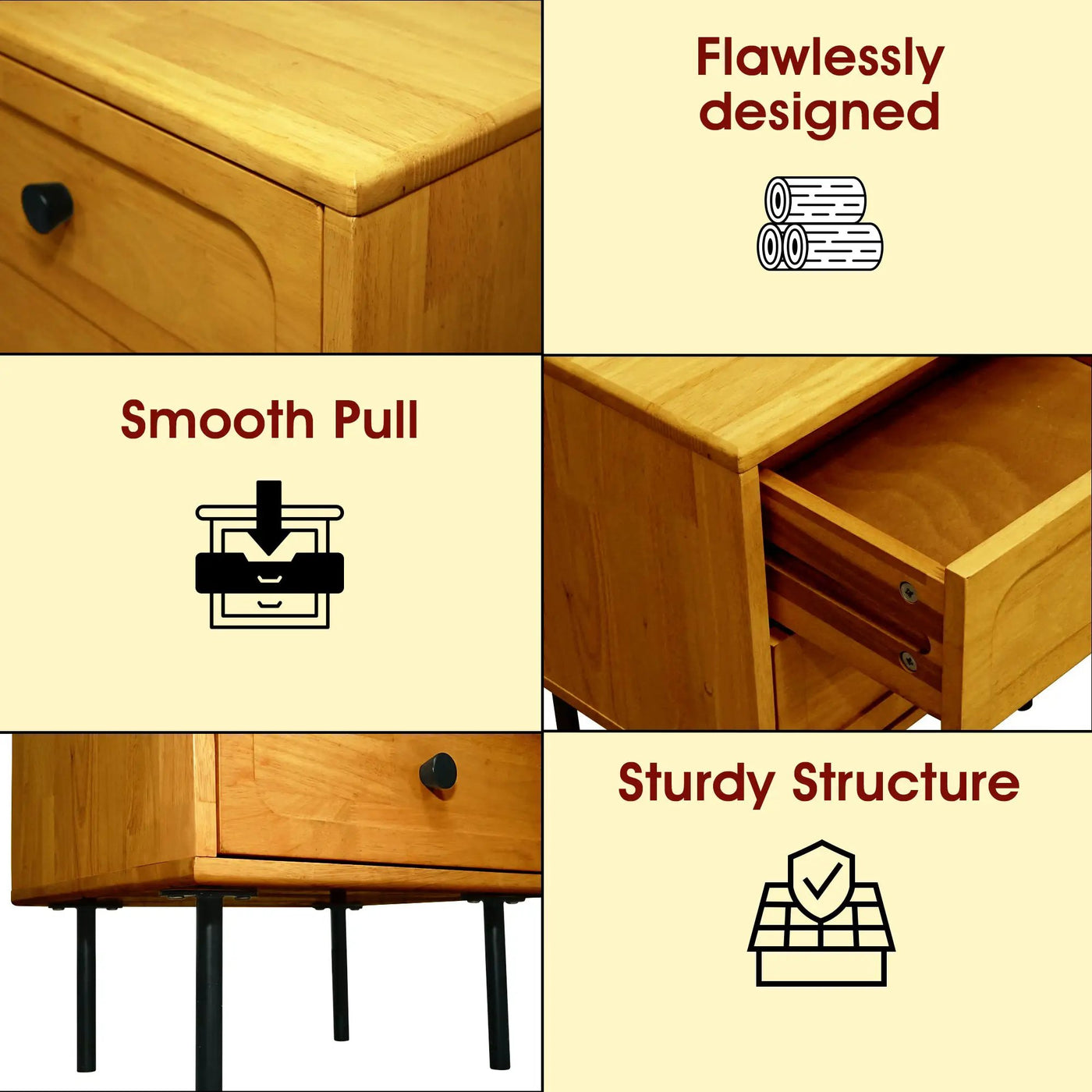Savana Solid Wood 2-Drawer Nightstand by Megsu