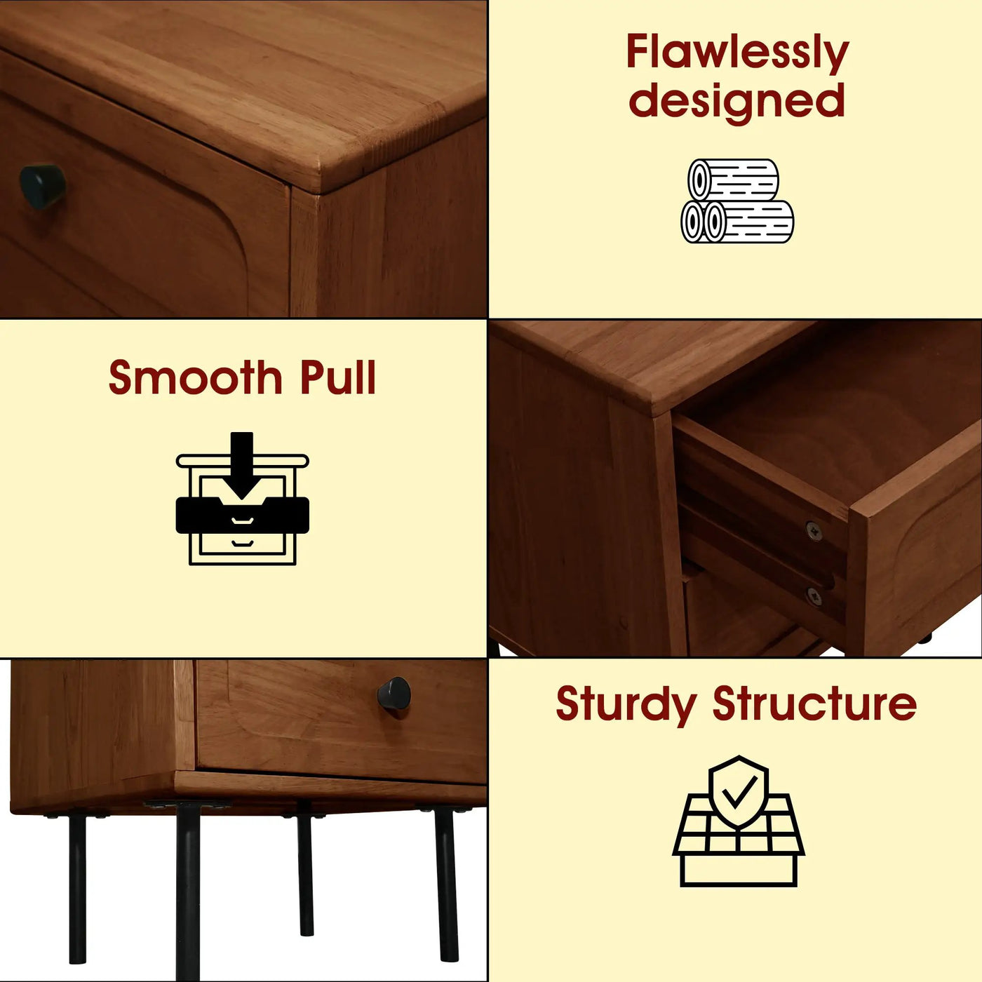 Savana Solid Wood 2-Drawer Nightstand by Megsu