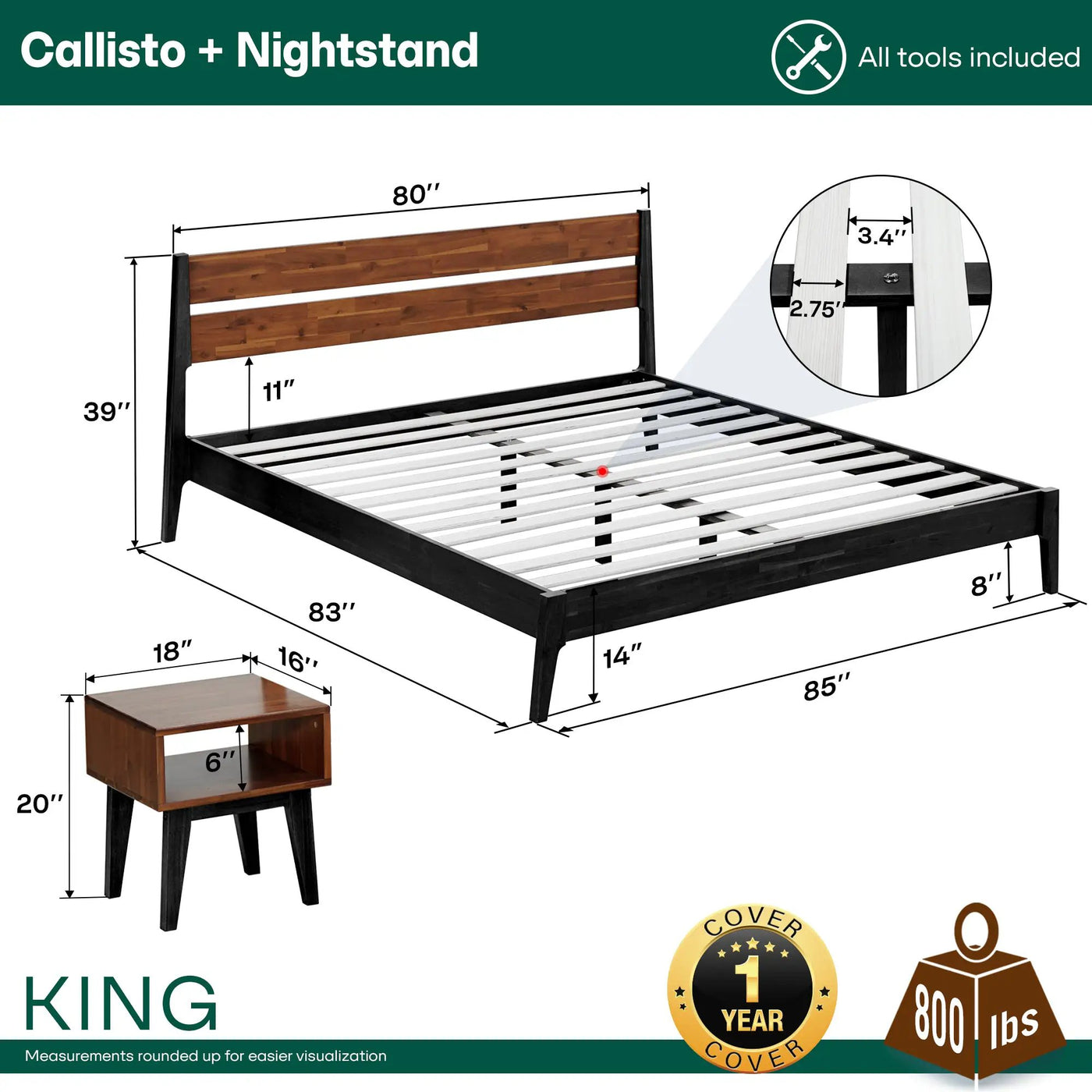 Callisto Solid Wood Bed Frame by Megsu