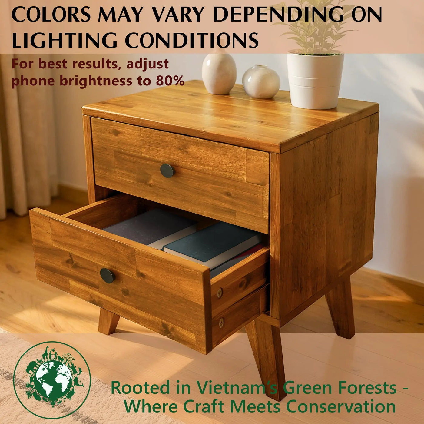 Silvia Solid Wood Nightstand by Megsu