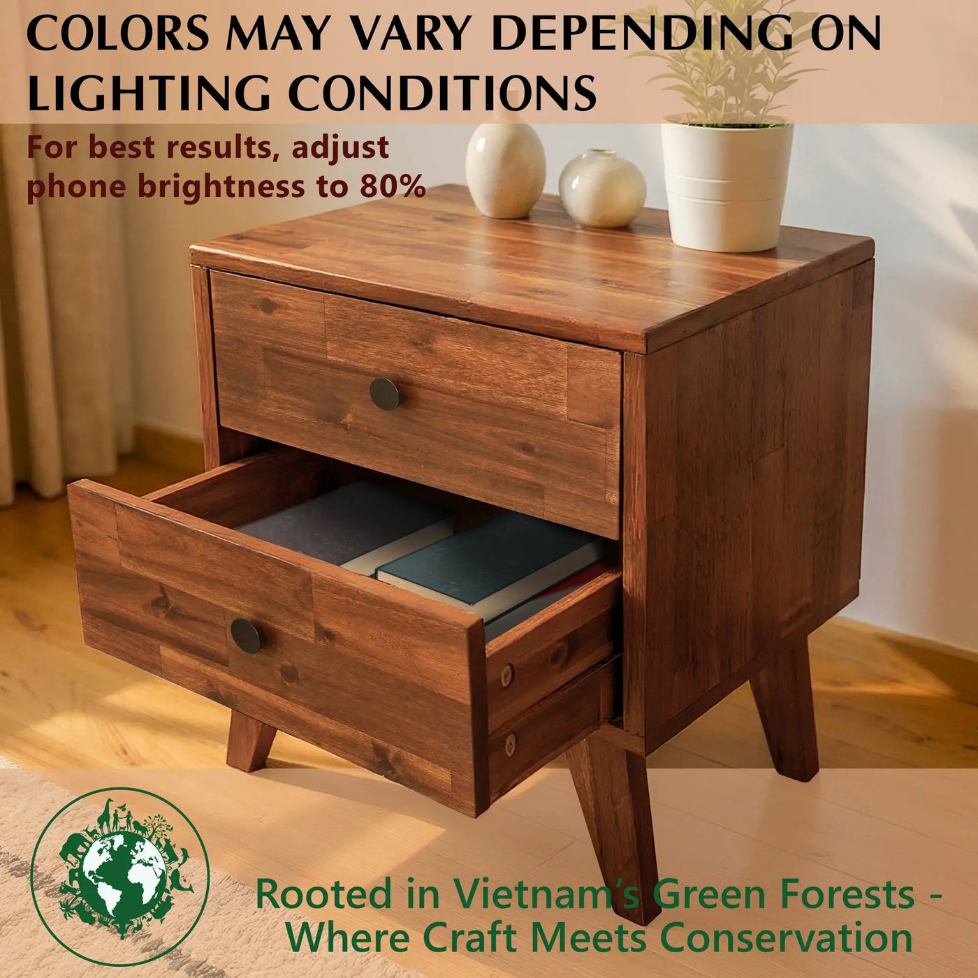Silvia Solid Wood Nightstand by Megsu