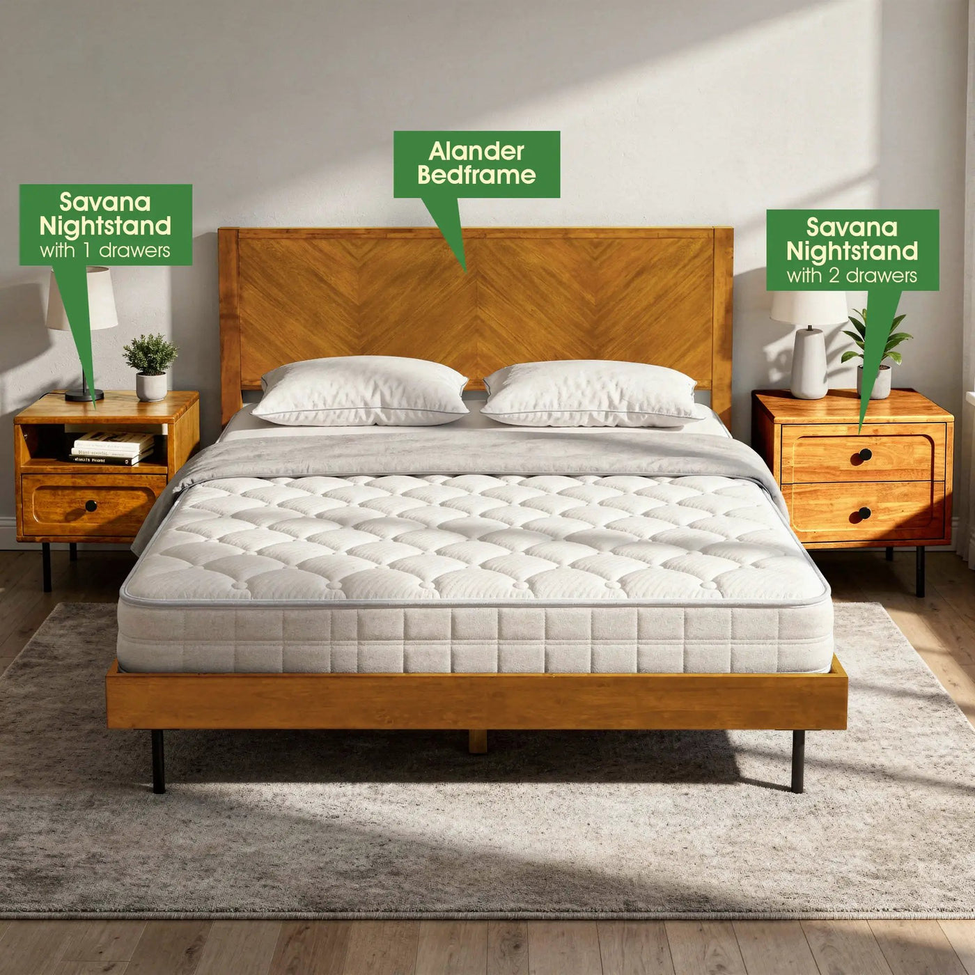 Savana Solid Wood Single-Drawer Nightstand by Megsu