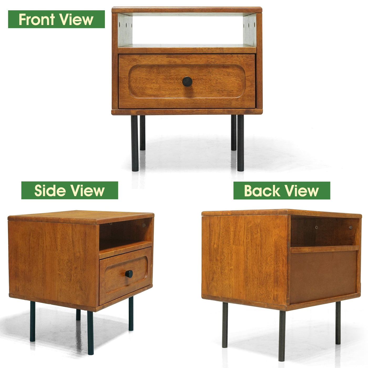 Savana Solid Wood Single-Drawer Nightstand by Megsu