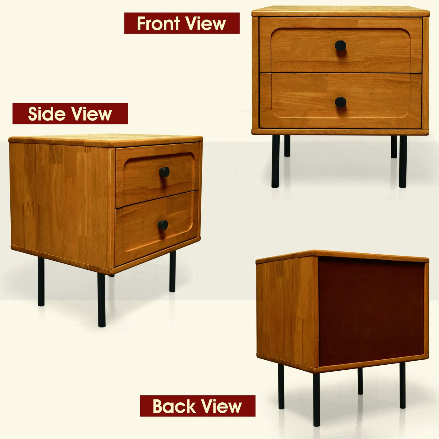 Savana Solid Wood 2-Drawer Nightstand by Megsu