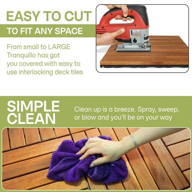 Solid Wood Deck Tiles 6 Slat Set 9 by Megsu