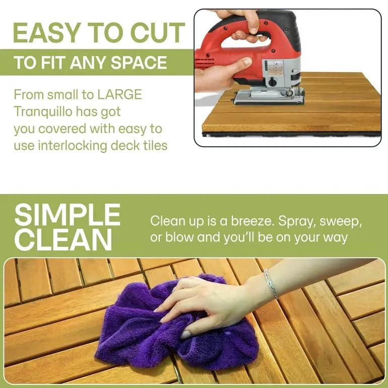 Solid Wood Deck Tiles 6 Slat Set 9 by Megsu