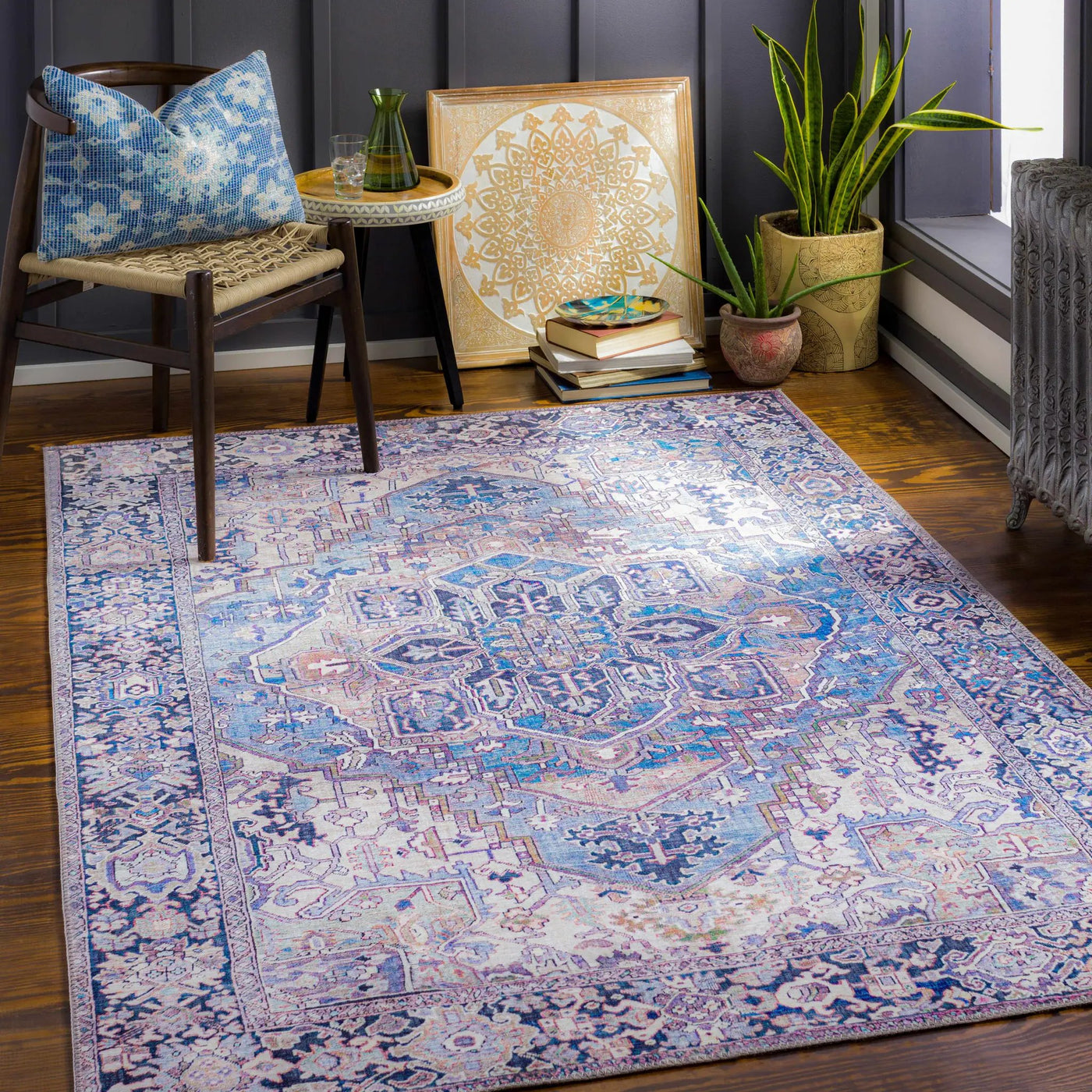 Neyland Iris Blue Area Rug 2362 by Boutique Rugs