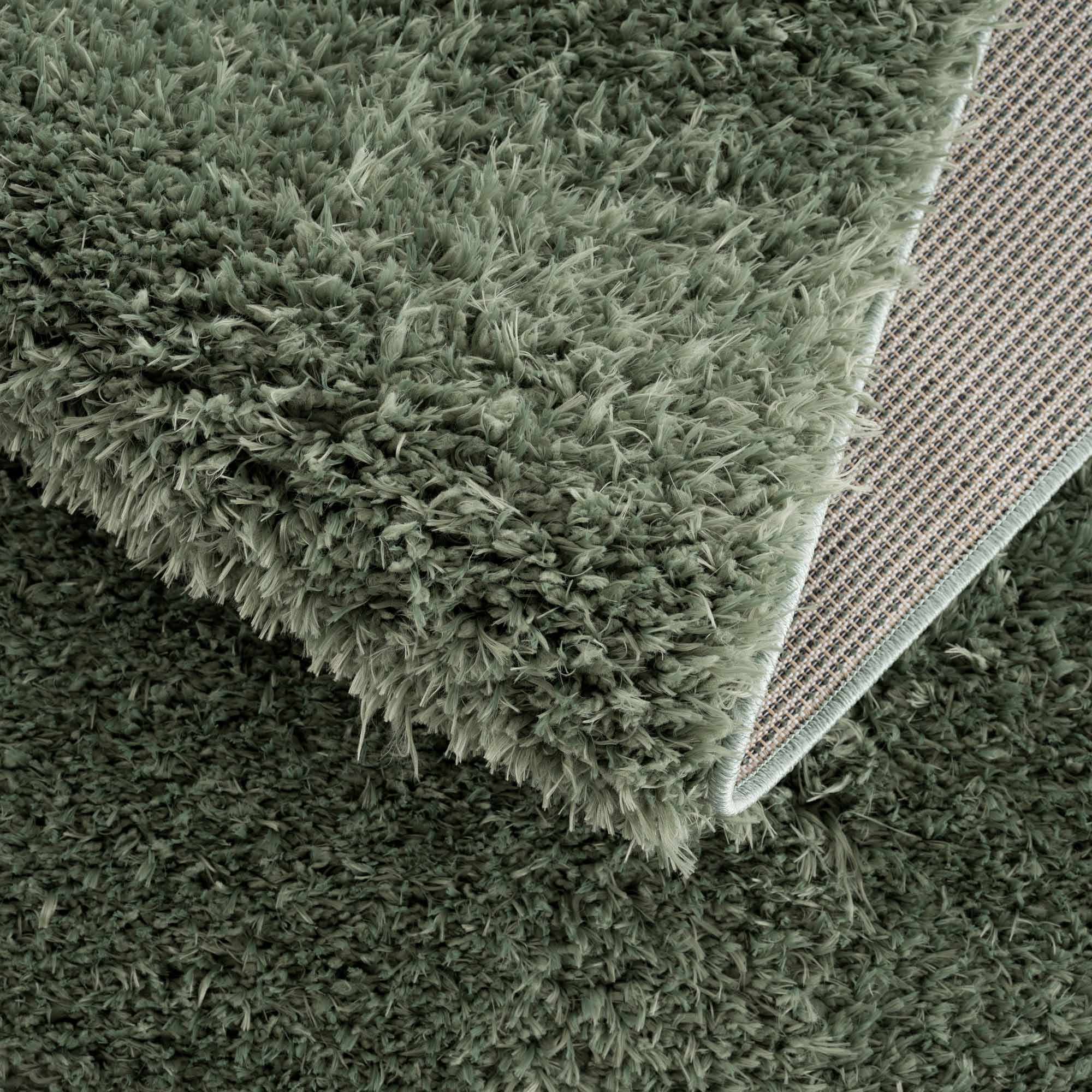 Faina Solid Green Shag Washable Area Rug - Clearance by Boutique Rugs