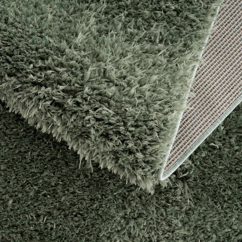 Faina Solid Green Shag Washable Area Rug - Clearance by Boutique Rugs