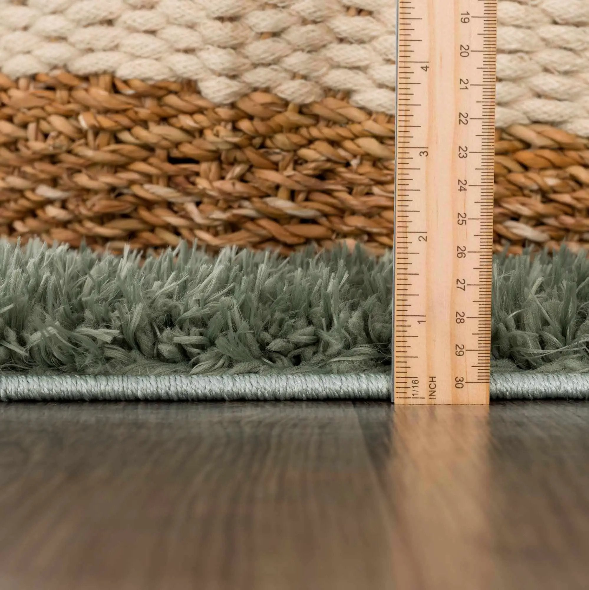 Faina Solid Green Shag Washable Area Rug - Clearance by Boutique Rugs