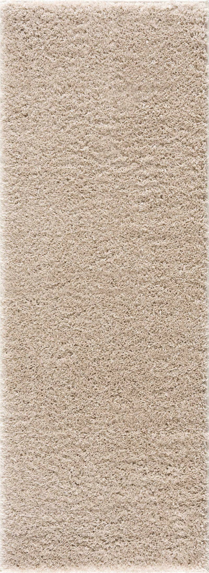 Faina Solid Beige Shag Rug Washable by Hauteloom
