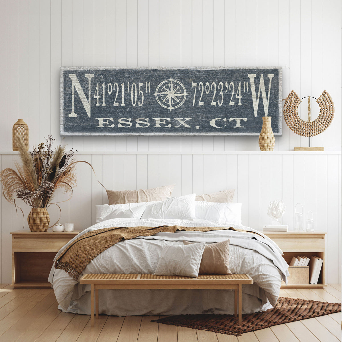 Personalized Coordinates Compass Rose Canvas Sign, photo 5 of 14
