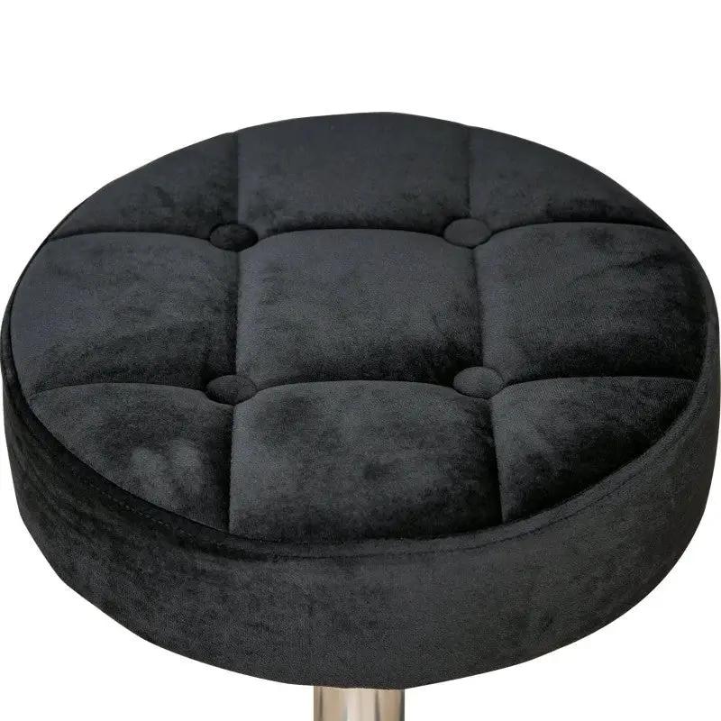 Black Button Tufted Adjustable Rolling Massage Swivel Salon Stool by HomePacific