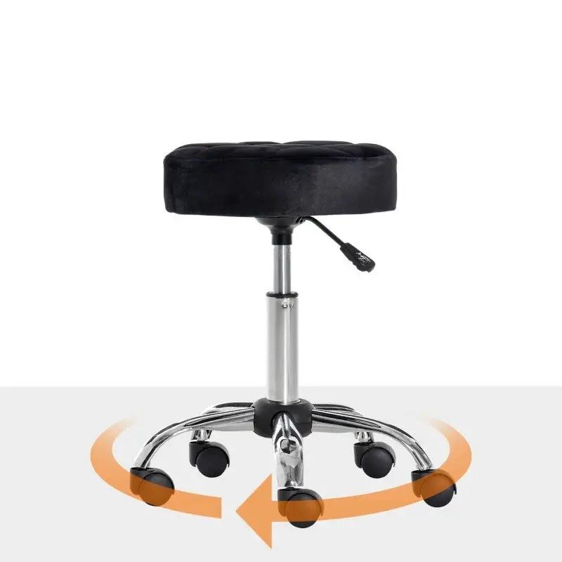 Black Button Tufted Adjustable Rolling Massage Swivel Salon Stool by HomePacific