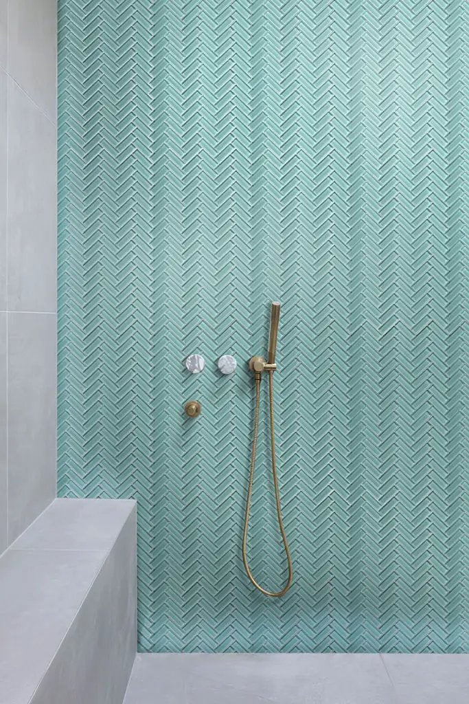 Sky Blue 11x13 Glossy Herringbone Glass Mosaic Tile (5 pack, 4.8125 sq ft/case) by Apollo Tile