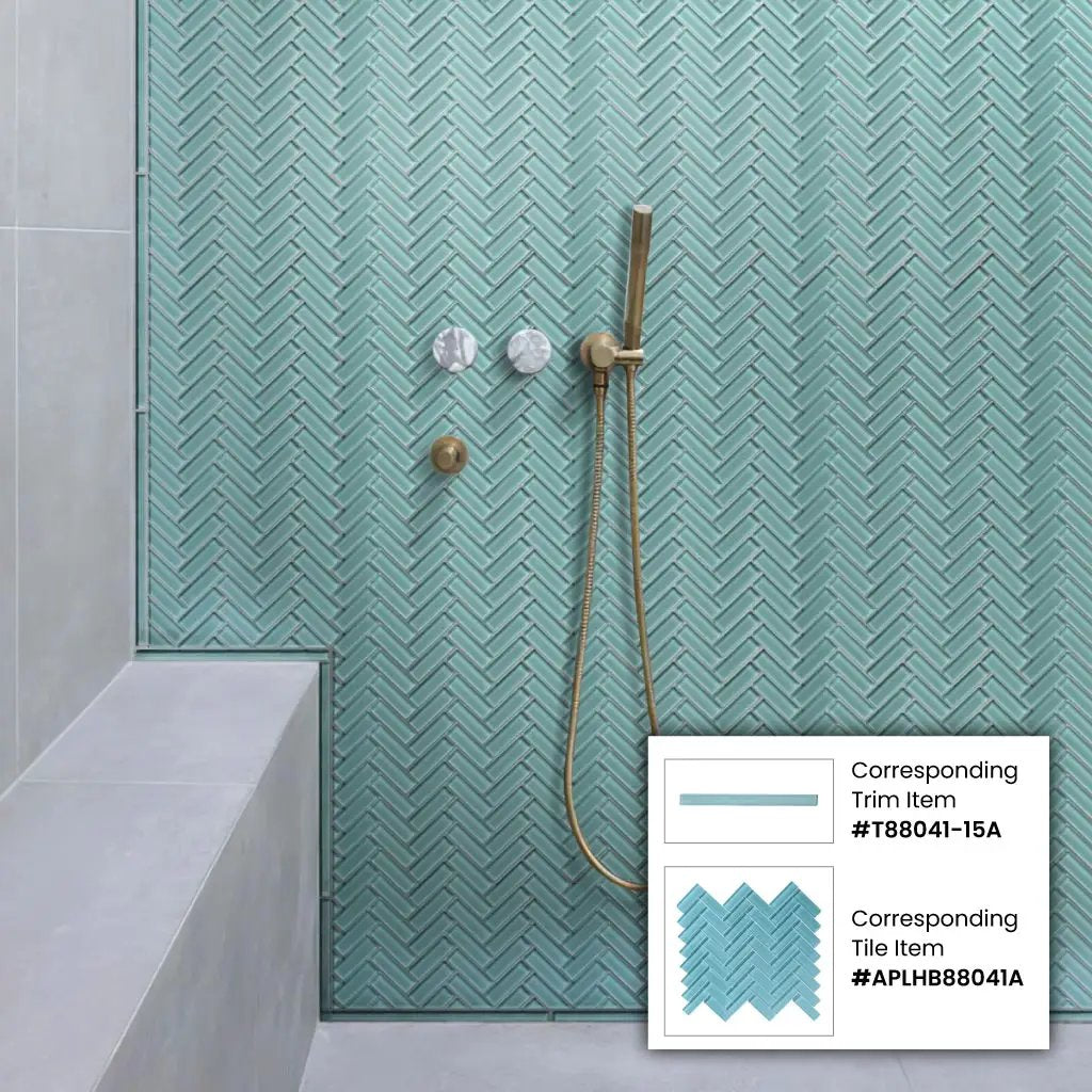 Sky Blue 0.5x12 Glossy Glass Pencil Tile Trim (10 pack, 0.5 sq ft/case) by Apollo Tile