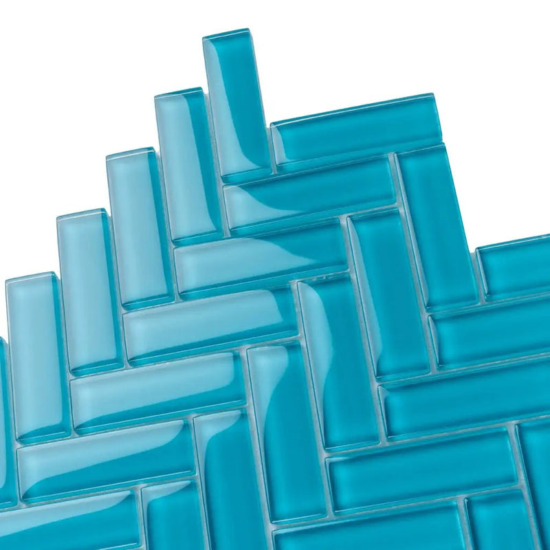 Sapphire Blue 11x13 Glossy Herringbone Glass Mosaic Tile (5 pack, 4.8125 sq ft/case) by Apollo Tile